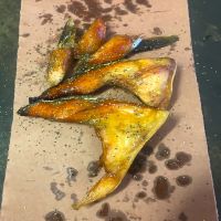 smoked peppered salmon collars and wings